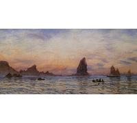 ARToPHIIU Vintage Wall Artwork Paintings Picture Artwork Poster the Cornish Near Newquay by John Brett Art Painting Picture for Home Decor 60x90cm