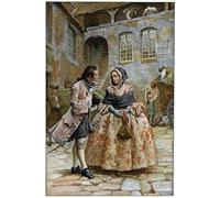 ARToPHIIU Vintage Wall Artwork Paintings Picture Artwork Poster the First Encounter in Histoire De Manon Lescaut Et Du Chevalier Des Grieux by Maurice Leloir for Home Decor 60x90cm