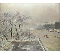 ARToPHIIU Vintage Wall Artwork Paintings Picture Artwork Poster the Louvre Under Snow by Camille Jacob Pissarro Art Painting Picture for Home Decor 60x90cm
