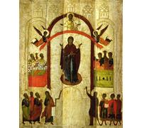 ARToPHIIU Vintage Wall Artwork Paintings Picture Artwork Poster the Protection of the Theotokos Russian Icon From the Zverin Monastery by Novgorod School Art Painting Picture for Home Decor 60x90cm