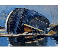 ARToPHIIU Vintage Wall Artwork Paintings Picture Artwork Poster the Ship Builders by Frank Myers Boggs Art Painting Picture for Home Decor 60x90cm