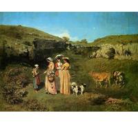 ARToPHIIU Vintage Wall Artwork Paintings Picture Artwork Poster The Young Ladies of the Village Gustave Courbet Art Painting Picture for Home Decor 60x90cm