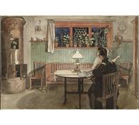 ARToPHIIU Vintage Wall Artwork Paintings Picture Artwork Poster When the children have gone to bed, from 'a home' series by Carl Larsson Art Painting Picture for Home Decor 60x90cm