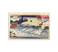 Artopweb CrystalArt 53 x 80 cm Plexiglass Picture with Shiny Glass Effect Light Ready to Hang Home Art Decoration Italian Design Eco-Friendly - Going to Temple by Hiroshige Utagawa