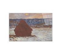 Artopweb CrystalArt 53 x 80 cm Plexiglass Picture with Shiny Glass Effect Light Ready to Hang Home Art Decoration Italian Design Eco-Friendly - Haystacks, Snow, Covered the Sky by Monet Claude