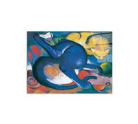 Artopweb CrystalArt 58 × 78 cm Plexiglass Frame with Shiny Glass Effect Light Ready to Hang Home Art Decoration Italian Design Eco-Friendly - Homage to Marc - Two Cats, Blue and Yellow