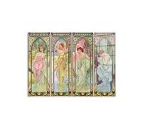 Artopweb CrystalArt 58 x 78 cm Plexiglass Picture with Shiny Glass Effect Light Ready to Hang Home Art Decoration Italian Design Eco-Friendly - Homage to Mucha - Art Studio Time of the Day
