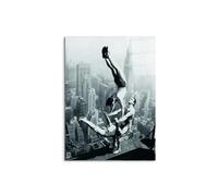 Artopweb CrystalArt 78 × 58 cm Plexiglass Frame with Shiny Glass Effect Light Ready to Hang Home Art Decoration Italian Design Eco-Friendly - Acrobats at the Empire State Building