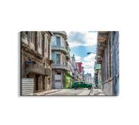 Artopweb EarthArt Materic 53 x 80 cm 3D Material Painting Light Brush Effect Ready to Hang Home Art Decoration Italian Design Eco-Friendly - Havana Green Car by Art Studio