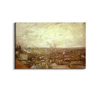 Artopweb EarthArt Materic 53 x 80 cm 3D Material Painting Light Brush Effect Ready to Hang Home Art Decoration Italian Design Eco-Friendly - View from Montmartre by Van Gogh Vincent