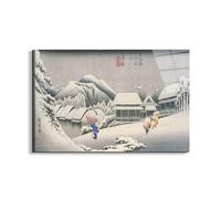 Artopweb EarthArt Total Gloss 53 x 80 cm Gloss Picture with Light Mirror Ready to Hang Decoration Home Art Italian Design Eco-Friendly - A Village in the Snow by Hiroshige Utagawa