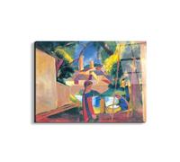 Artopweb EarthArt Total Gloss 58 x 78 cm Light Mirror Gloss Picture Ready to Hang Home Art Decoration Italian Design Eco-Friendly - Homage to Macke - Children at the Fountain
