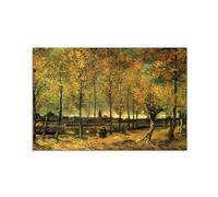 Artopweb MetalArt Materic 53 × 80 cm 3D Textured Painting Rugged Brush Effect Ready to Hang Home Art Decoration Italian Design Eco-Friendly - Lane with Poplars by Van Gogh Vincent