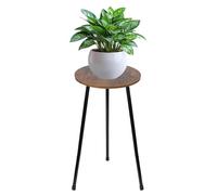 ARTORA Indoor Plant Stand, Mid Century Wood Plant Stool Adjustable Corner Tall Plant Sand Wooden Small Round End Table 18 Inch Plant Holder for Flower Pots Modern Home Decor (Brown)