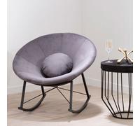 artos velvet rocking chair with black metal legs in grey