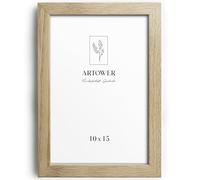 Artower® 10x15cm Oak Wooden Photo Frame for 10 x 15 cm Print | 10x15 Picture Frame for Family Photos Certificates Posters | 4x6 inch Wall Frame for Small Collages and Living Room Décor