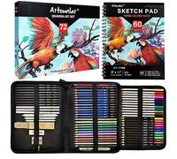Artownlar 72 Pack Drawing Sketching Set with 8x11 Sketchbook | Pro Art Supplies Kit for Artist Adults Teens Beginner | Graphite Charcoal, Watercolor & Metallic Colored Pencils in Gift Case.