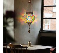 Artpad Mediterranean Style Turkish Moroccan Oval Pendant Light Decoration Handmade Glass Shade Restaurant Bar Coffee Living Room E27 Mosaic Single Chain Ceiling Hanging Light