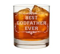 ArtPaperWonders Best Godfather Ever Whiskey Glass, Godparent Proposal Gift, Permanent Laser Engraved Old Fashioned Lowball Glass (Vintage)