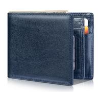 Artpaxy Mens Wallet Bifold Genuine Leather RFID Blocking, Navy Blue, 0.6 x 4.33 x 3.54 inches, Retro