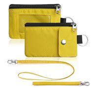 Artpaxy Minimalist Wallet For Mens Womens, Keychain RFID Blocking Zipper Small Wallet with ID Window 2 Lanyards,Water Resistant Travel Cash Card Coin Case Boys Girls, Yellow, 4.72 x 3.15 x 0.49 inches