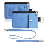 Artpaxy Minimalist Wallet For Mens Womens, Keychain RFID Blocking Zipper Small Wallet with ID Window 2 Lanyards,Water Resistant Travel Cash Card Coin Case Boys Girls, Powder blue, 4.72 x 3.15 x 0.49