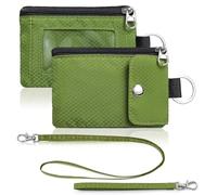 Artpaxy Minimalist Wallet For Mens Womens, Keychain RFID Blocking Zipper Small Wallet with ID Window 2 Lanyards,Water Resistant Travel Cash Card Coin Case Boys Girls, Lime green, 4.72 x 3.15 x 0.49