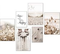 artpin® Modern Poster Set - Pictures Living Room Decoration Bedroom - Pampas Grass Beach Picture Wall without Frame 4 x A3 | 2 x A4 - W9