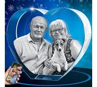 ArtPix 3D Crystal Photo, Personalized Gifts With Your Own Photo for Dad, Mom, Men, Women, 3D Laser Etched Picture, Engraved Heart Crystal, Customized Memorial Anniversary Couples Gifts