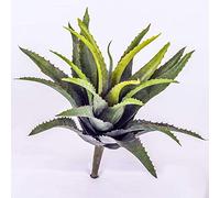 artplants.de Artificial Agave with 22 leaves, green, on spike, 10"/25cm - Artificial cactus/Plastic succulent
