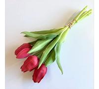 artplants.de Artificial bouquet of tulips LEANA, pink-green, 10"/25cm, Ø8"/20cm - Artificial tulip - Fake flower