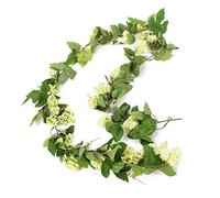 artplants.de Artificial Garland of hops, green, 130 leaves, 60 umbles, 7ft/200cm - Artificial hanging plant/Silk garland