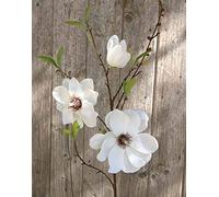 artplants.de Artificial magnolia spray FINAH, cream-white, 31"/80cm - Artificial flower - Plastic flower
