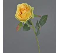 artplants.de Artificial Rose SIMONY, yellow, textile, 18"/45cm, Ø 3.1 / 8cm - Artificial flower/Single stem rose
