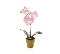 artplants.de Fake Phalaenopsis orchid SETH in decorative pot, light pink, 10"/25cm - Artificial flowers/False orchid plant