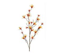 artplants.de Fake witch hazel spray TEMUCO, orange-yellow, 4ft/120cm - Artificial twig/Plastic witch hazel branch