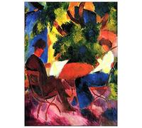 ArtPlaza Macke August-Couple at the garden table Decorative Panel, Wood, Multi-Colour, 60 x 1.8 x 80 cm