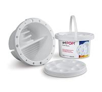 artPOP! Brush Basin, Multi-Use Brush Tub with Paint Brush Holder, Dual Chamber Artist Brush Washer with Palette Lid