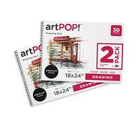 artPOP! Drawing Paper Pads, 2-Pack, 18" x 24", 30 Sheets Each, 80 lb (135gsm), Acid Free Sketchbook for Dry Media, Wirebound Sketchpad for Colored Pencil, Sketching, Graphite, Charcoal, Pastels