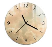 ArtprintCave Elegant Glass Wall Clock Ø 30 cm | Black Hands | Round | Clouds in the sky | Ultra Quiet Silent Sweep Mechanism | Easy-Read Clear Dial | Easy to Hang | Wall Decor Art
