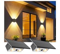Artrastar 2 Pack Solar Fence Lights, Outdoor Solar Wall Lights, Up & Down Bright with 3 Lighting Modes, LED Garden Lights, IP65 Waterproof, for Fence, Wall, Patio, Pool Yard