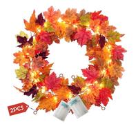 Artrastar 2 Pieces Maple Leaves Lights, 8 Functions with Timer, Battery Powered