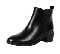 ARtray Ankle Boots Women's Black Leather Round-Toe Short Boots Barefoot Shoes Women's Winter Block Heel Ankle Shoes with Side Zip Fashion Buckle Belt Casual Boots High Quality, Black (black 1), 5 UK