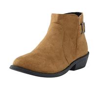 ARtray Ankle Boots Women's Boots Sexy Fashion Round-Toe Chunky Heel Boots Women Buckle Party Short Boots Side Zip Cowboy Boots Lightweight Leisure Breathable Work Shoes, brown, 8 UK