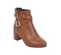 ARtray Ankle Boots Women's Patent Leather High-Quality Casual Boots Fashion Buckle Belt Short Boots Retro Round-Toe Square Heel Barefoot Shoes Simplicity Versatile Platform Boots Classic, brown, 6 UK