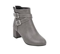 ARtray Ankle Boots Women's Patent Leather High-Quality Casual Boots Fashion Buckle Belt Short Boots Retro Round-Toe Square Heel Barefoot Shoes Simplicity Versatile Platform Boots Classic, gray, 8.5 UK