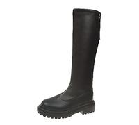 ARtray Biker Boots Women's Platform Ankle Boots Winter Boots Leather Knight Boots Riding Boots Pure Colour Round Toe Long Shaft Boots Casual Boots with Back Zip Improved Fit, black, 7 UK