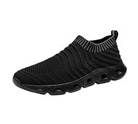 ARtray Closure Shoes Men's 2022 Men's Hollow Fly Woven Lightweight Breathable Comfortable Decompression Fashion Beautiful Sports Running Shoes Men Blue Shoes, black, 10.5 UK