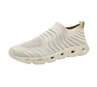 ARtray Closure Shoes Men's 2022 Men's Hollow Fly Woven Lightweight Breathable Comfortable Decompression Fashion Beautiful Sports Running Shoes Men Blue Shoes, beige, 10.5 UK