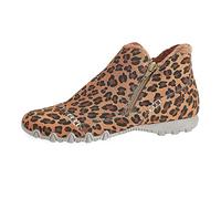 ARtray cowboy boots for women western boots platform fashion leopard print party shoes round toe shoes with side zipper soft thick sole shoes, Yellow, 4 UK